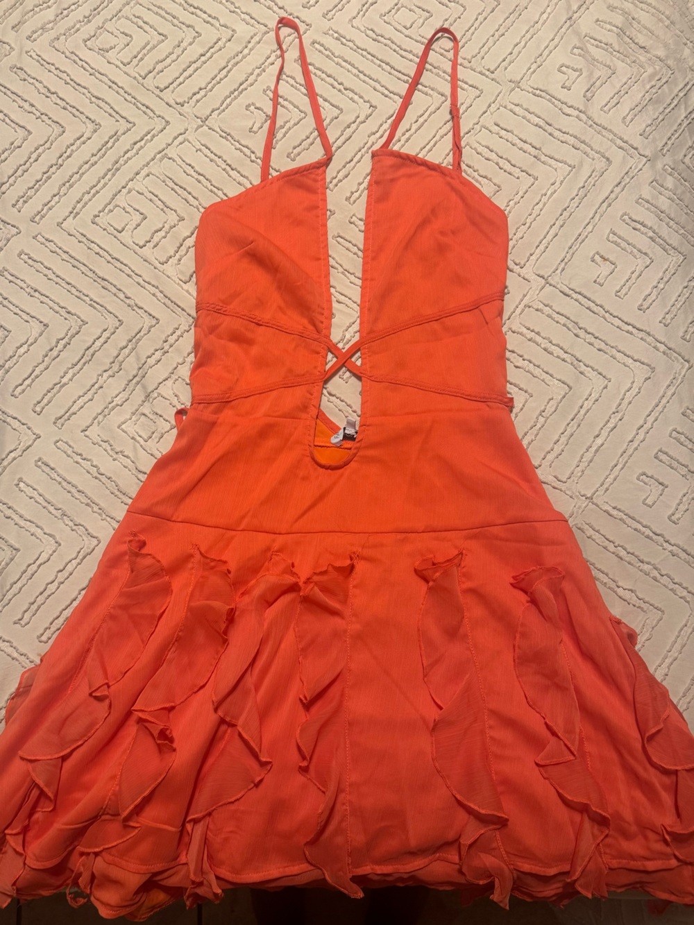 Fashion Nova Orange Ruffle Mini Dress